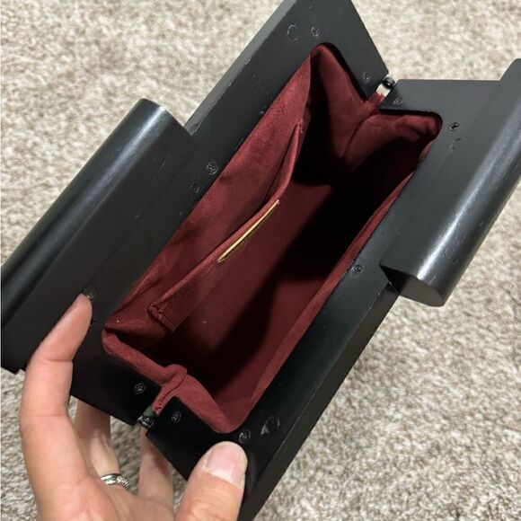 Chic Wood Frame & Leather Floral Print Clutch/Shoulder Bag/Crossbody - Picture 16 of 16